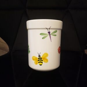 Target White Ceramic Utensil Holder with Colorful Bug Motif